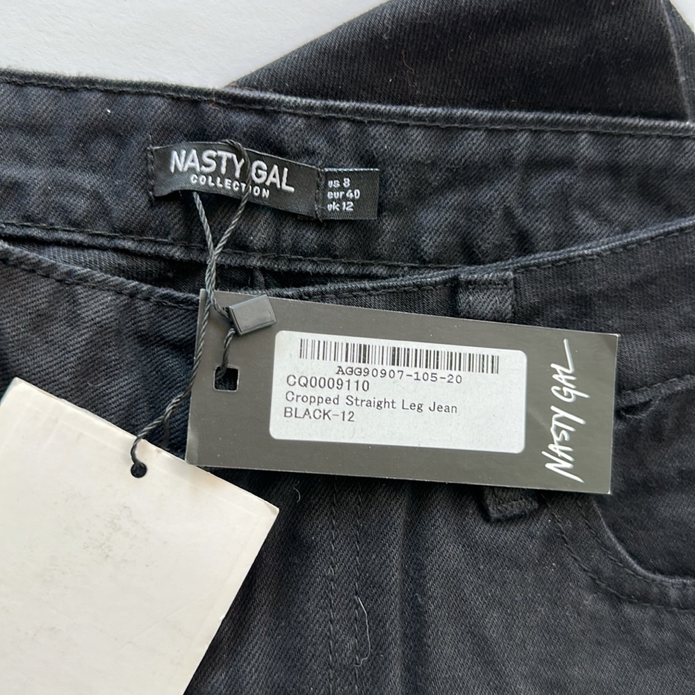 Nasty Gal Black Cropped Straight Leg Jeans Size 8 - Picture 2 of 8